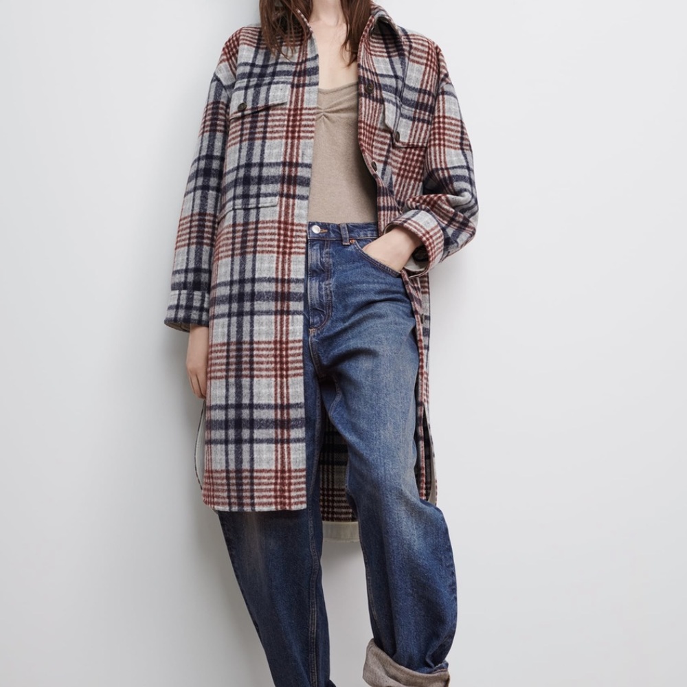 ❌SOLD❌ZARA Oversized Long Plaid Overshirt